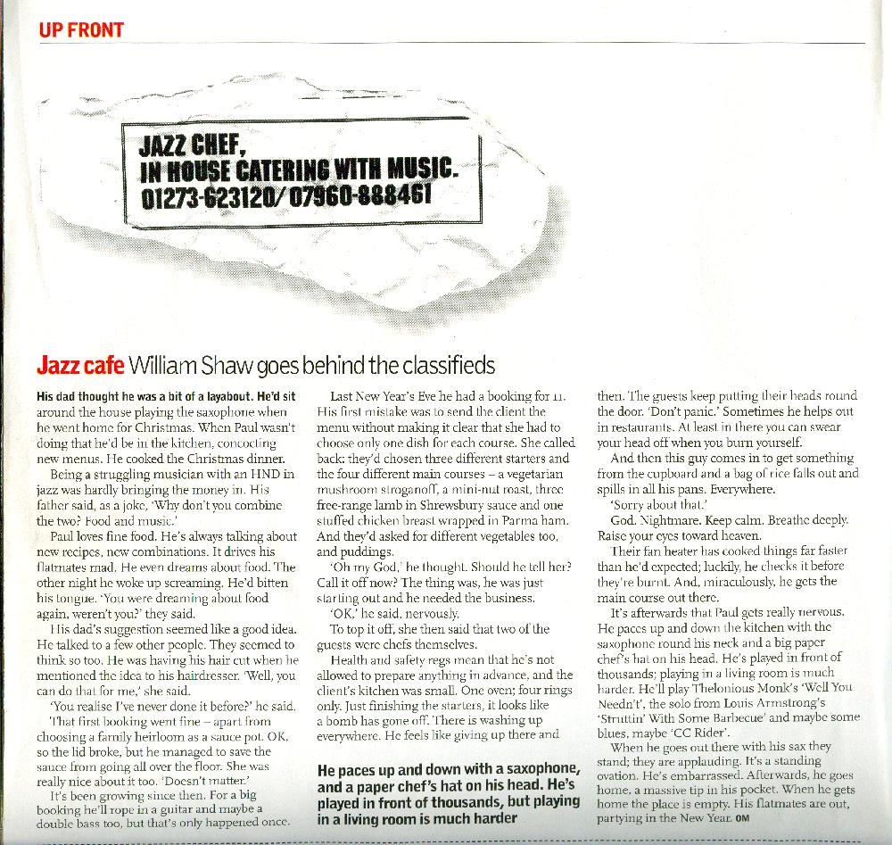 Scan of Jazz Chef Observer article